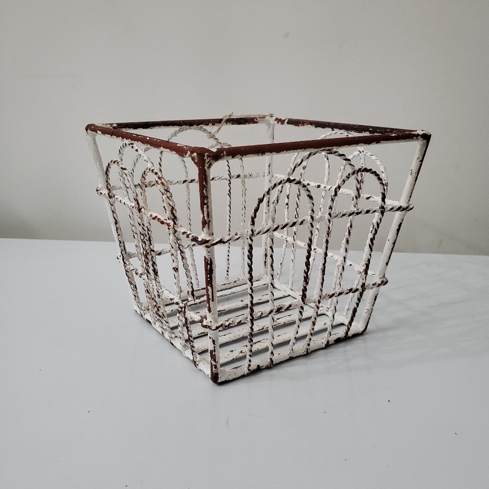 in fall bloom distressed Iron Planter